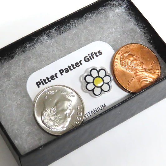 White Daisy Earrings, Daisy Studs, Flower Earrings, Titanium Posts, Boho Hippie Aesthetic,