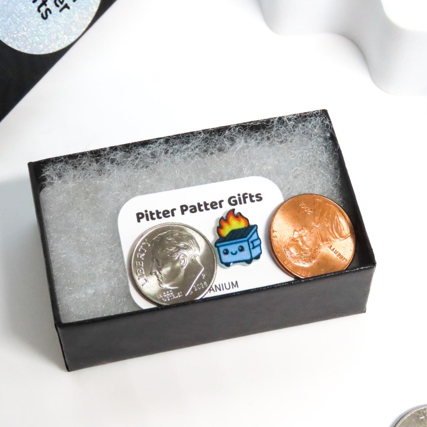 DUMPSTER FIRE Earrings, Kawaii Funny Earrings, Titanium Posts Hypoallergenic for Sensitive Ears