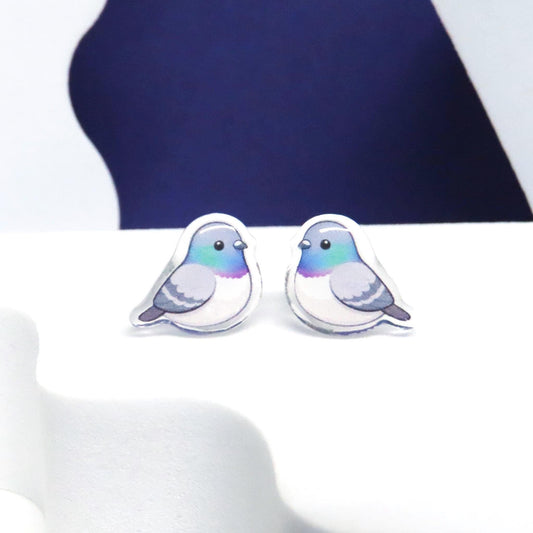 Pigeon Stud Earrings, Bird Earrings, Urban Bird Jewelry, City Wildlife NYC Love
