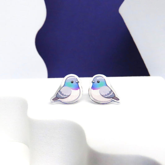 Pigeon Stud Earrings, Bird Earrings, Urban Bird Jewelry, City Wildlife NYC Love