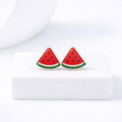 Watermelon Fruit Earrings, Hypoallergenic Titanium Posts