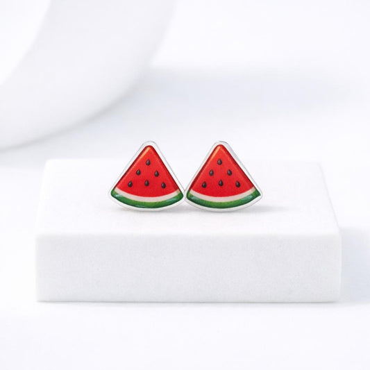 Watermelon Fruit Earrings, Hypoallergenic Titanium Posts