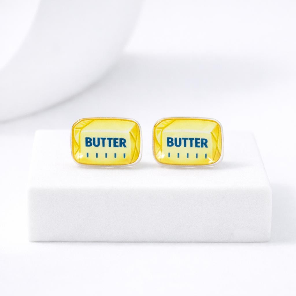 Butter Earrings, Quirky Food Earrings, Titanium Posts