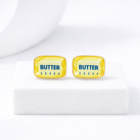 Butter Earrings, Quirky Food Earrings, Titanium Posts