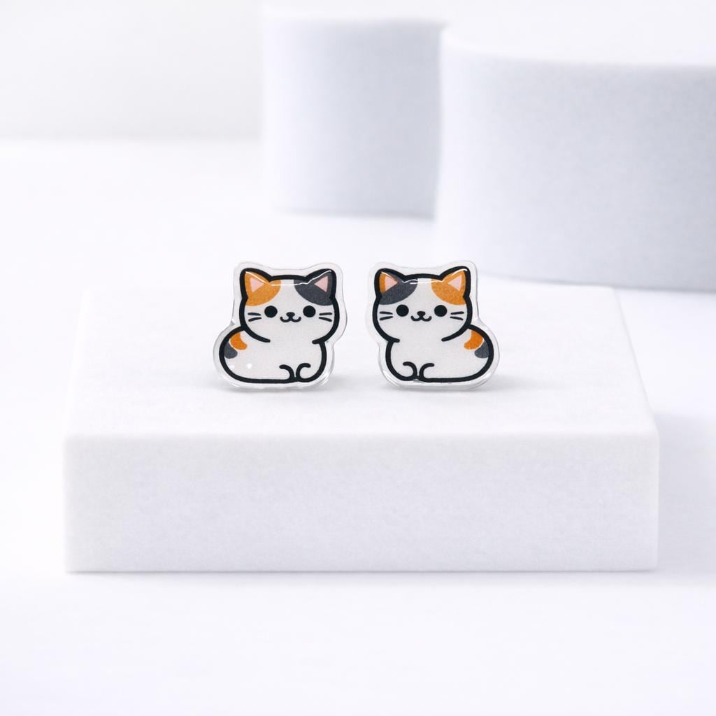 Cat Loaf Earrings, Cute Kawaii Cat Earrings, Hypoallergenic Titanium Posts for Sensitive Ears