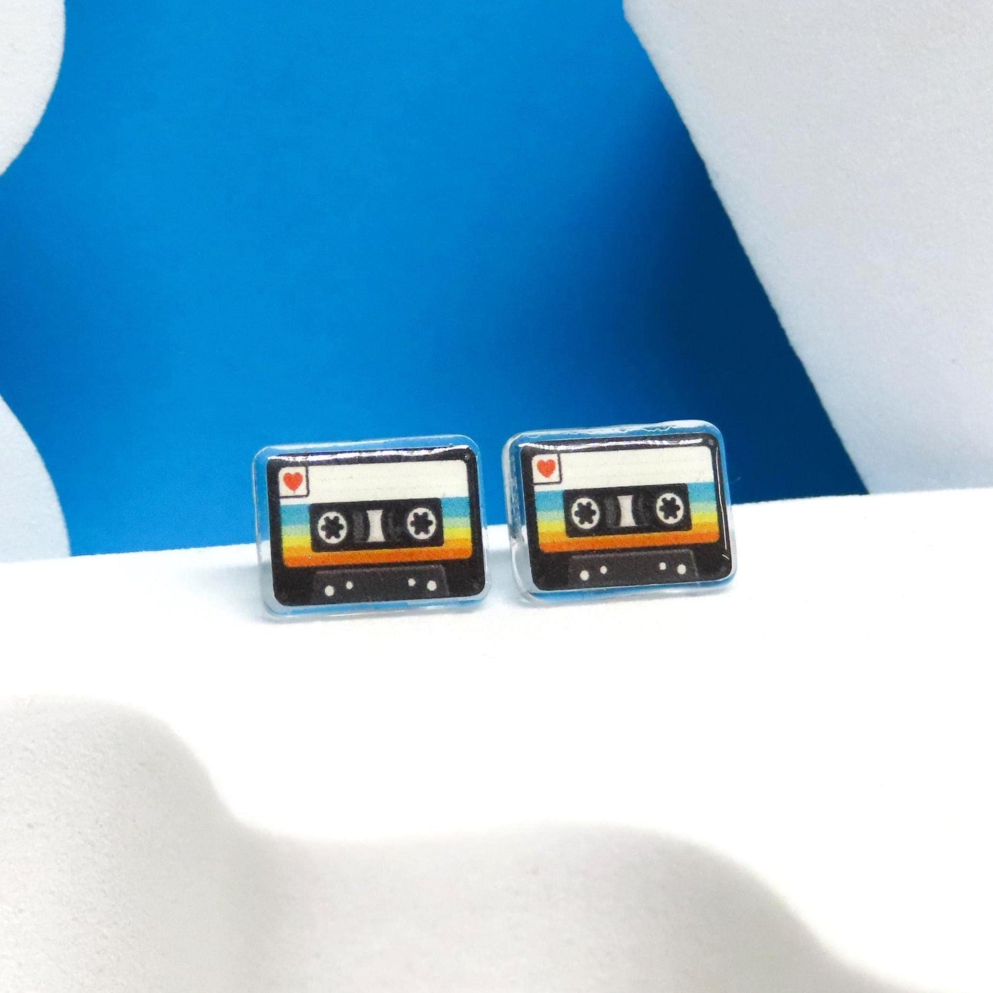 Cassette Tape Earrings, Hypoallergenic Titanium Posts