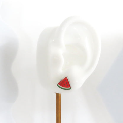 Watermelon Fruit Earrings, Hypoallergenic Titanium Posts