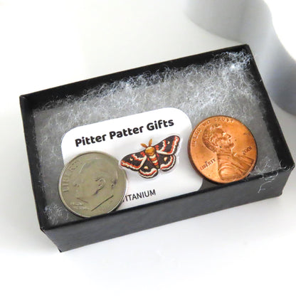 Cecropia Moth Earrings, Hypoallergenic Titanium Posts, Nickel Free Earrings for Sensitive Ears