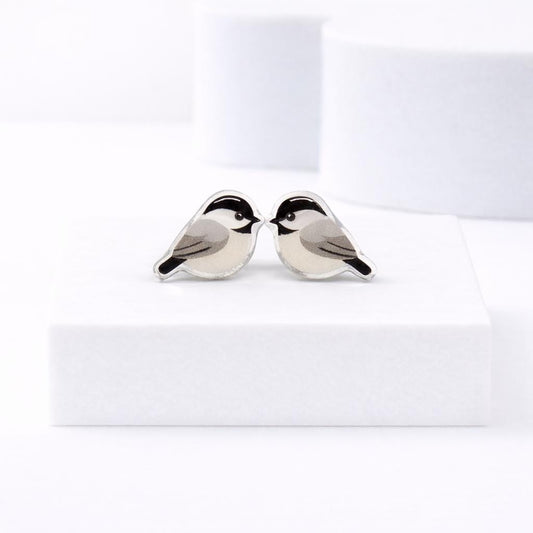 Chickadee Bird Earrings • Realistic Bird Studs for Nature Lovers • Gift for Bird Watcher • Lightweight Earrings with Titanium Posts