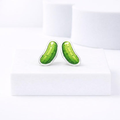 Pickle Earrings, Weird Quirky Earrings, Titanium Posts, Hypoallergenic Nickel Free
