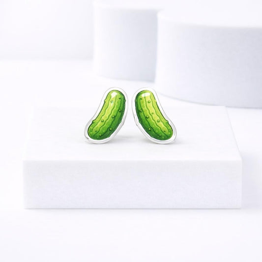 Pickle Earrings, Weird Quirky Earrings, Titanium Posts, Hypoallergenic Nickel Free