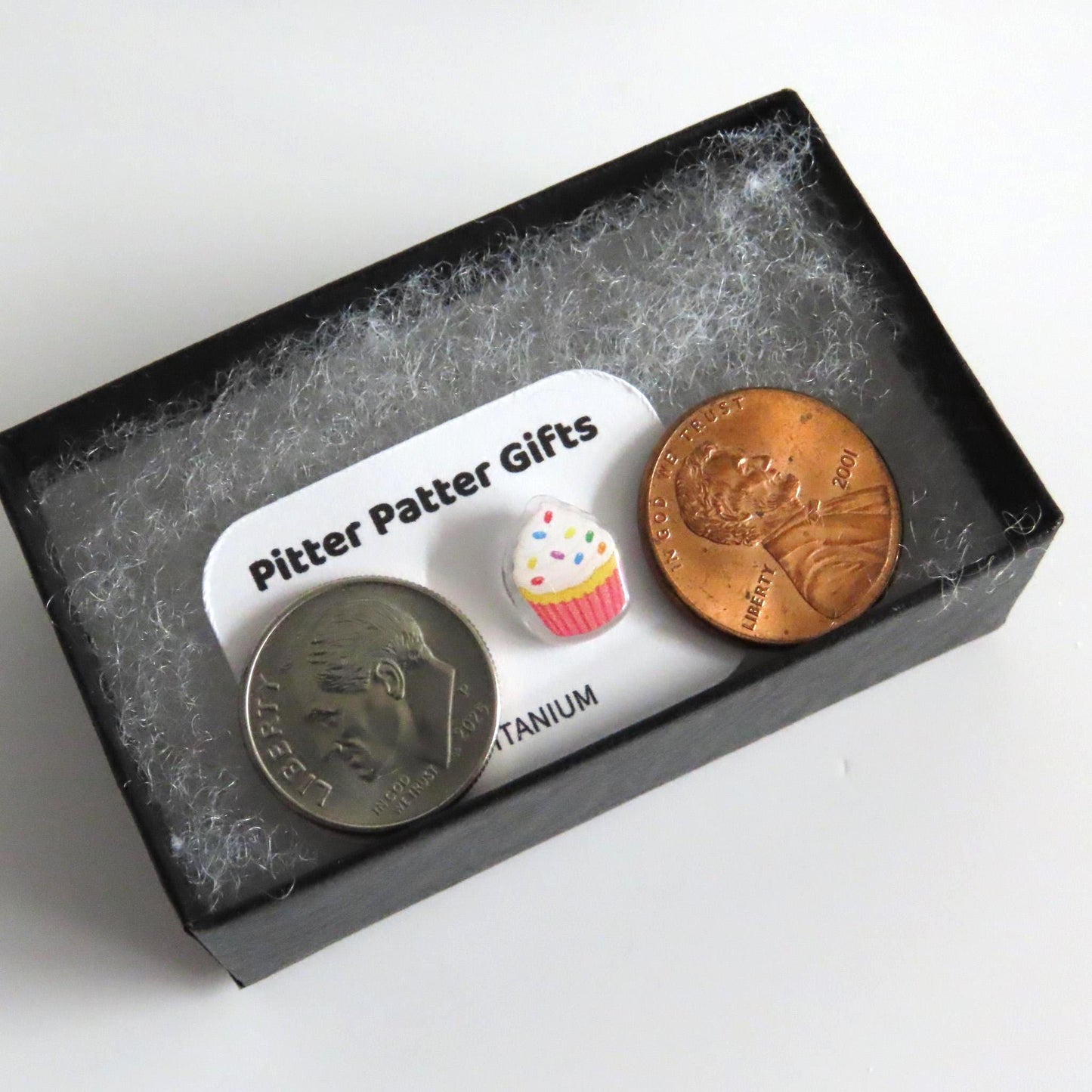 Birthday Cupcake Earrings, Hypoallergenic Titanium Posts