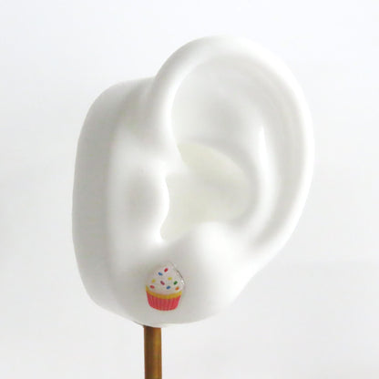 Birthday Cupcake Earrings, Hypoallergenic Titanium Posts