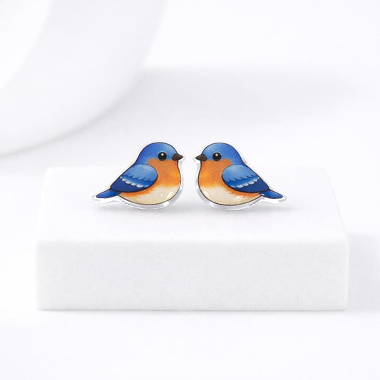Bluebird Earrings · Eastern Bluebird Studs · Bird Lover Gift · Cute Bird Jewelry · Hypoallergenic and Nickel Free