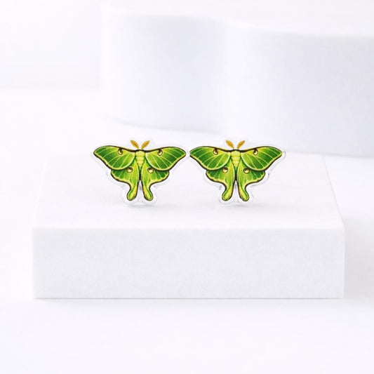 Luna Moth Earrings, Whimsical Insect Jewelry, Hypoallergenic Posts