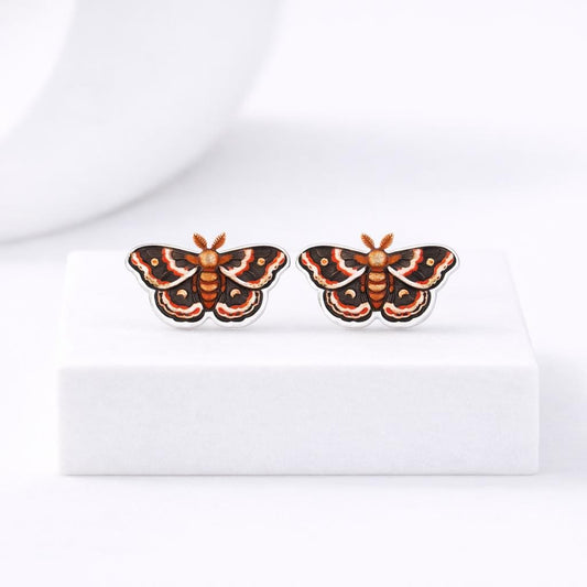 Cecropia Moth Earrings, Hypoallergenic Titanium Posts, Nickel Free Earrings for Sensitive Ears