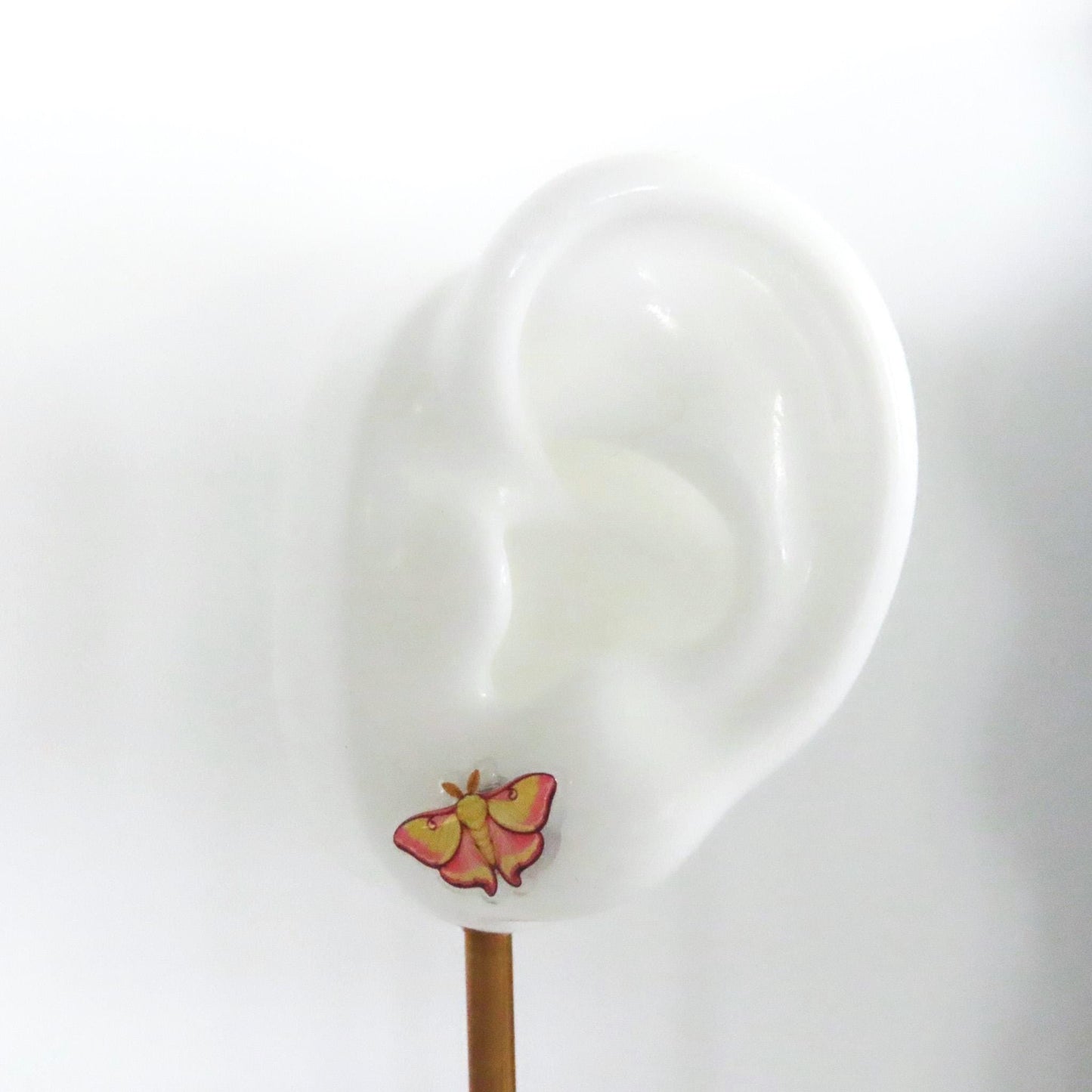 Rosy Maple Moth Earrings, Nature Inspired Jewelry, Hypoallergenic Titanium Posts