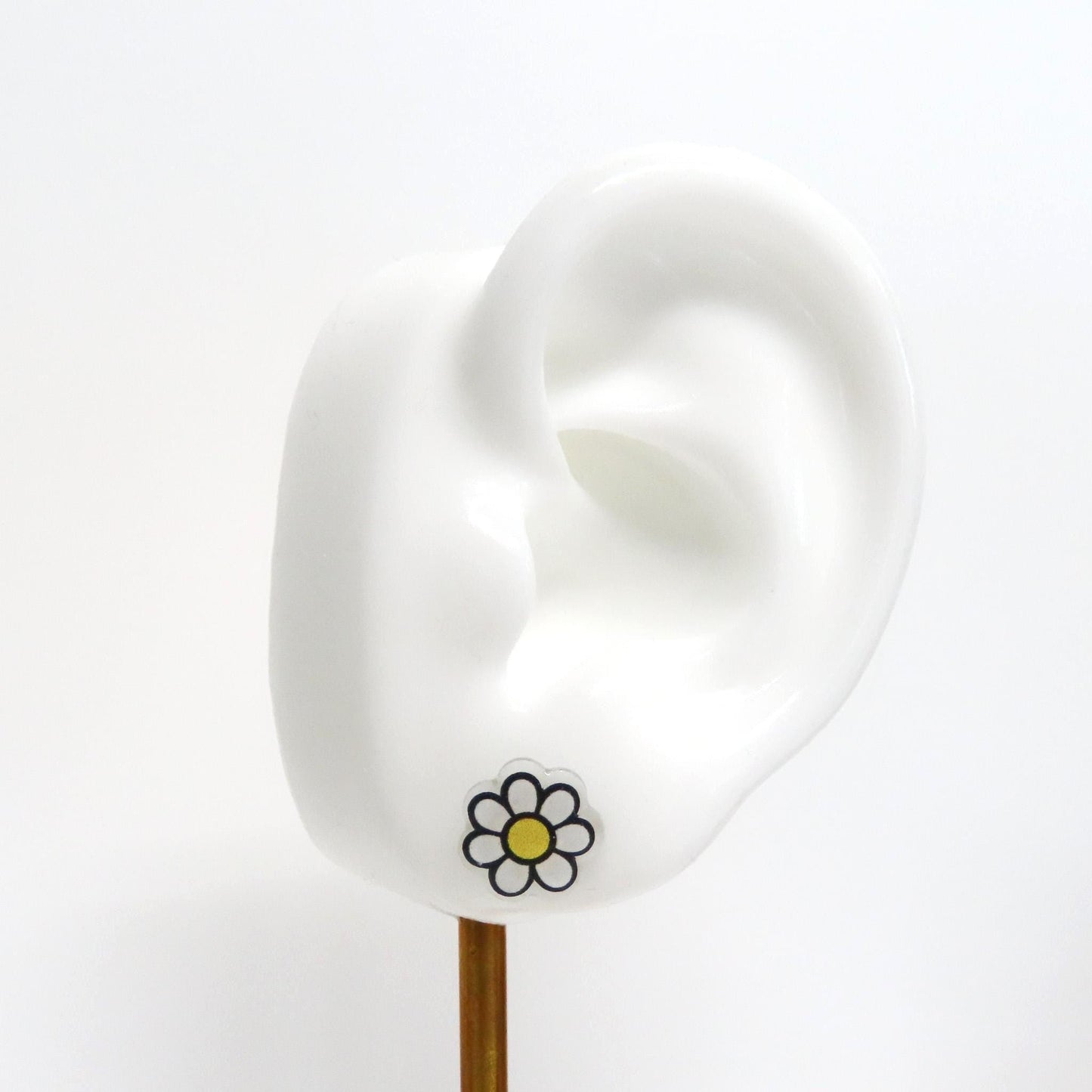 White Daisy Earrings, Daisy Studs, Flower Earrings, Titanium Posts, Boho Hippie Aesthetic,