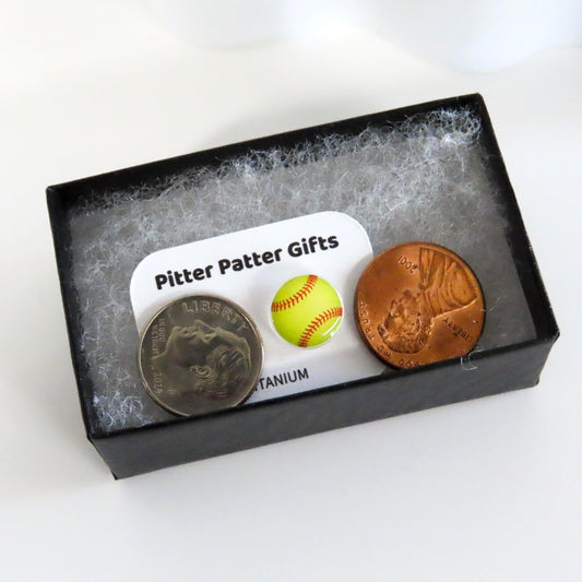 Softball Stud Earrings, Hypoallergenic Titanium Posts