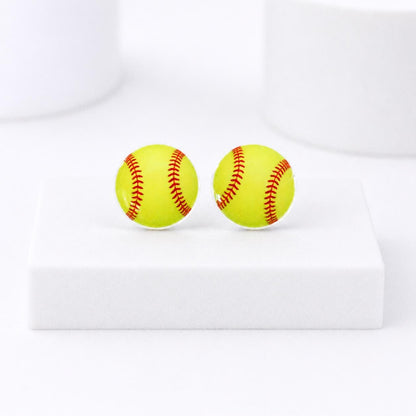 Softball Stud Earrings, Hypoallergenic Titanium Posts