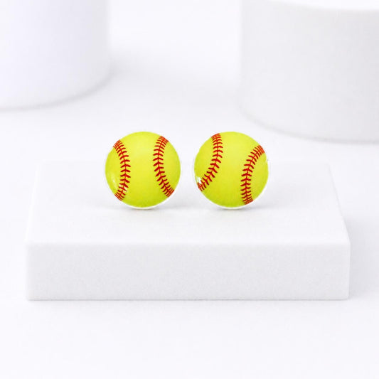Softball Stud Earrings, Hypoallergenic Titanium Posts