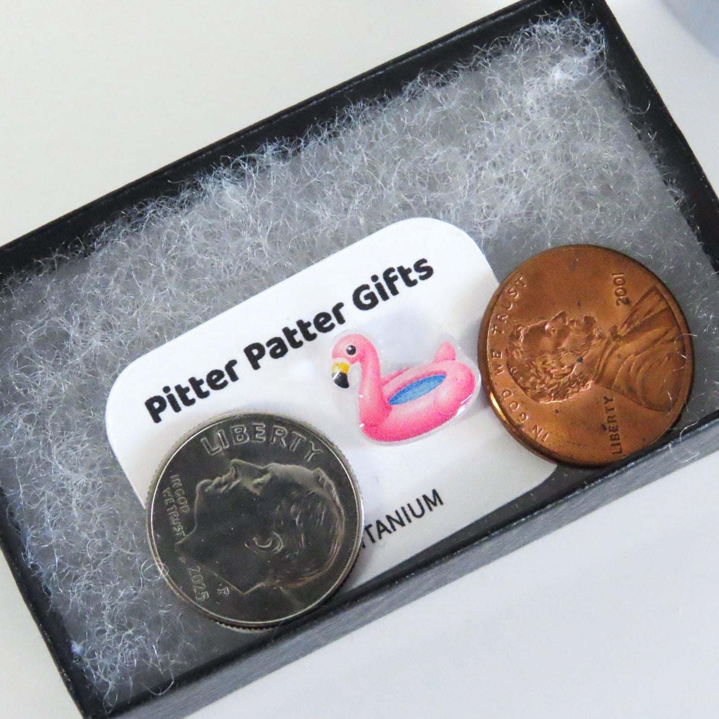 Flamingo Pool Float Earrings, Hypoallergenic Titanium Posts, Summer Fun Studs