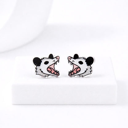 Possum Earrings, Opossum Studs, Weird Earrings, Hypoallergenic Titanium Posts