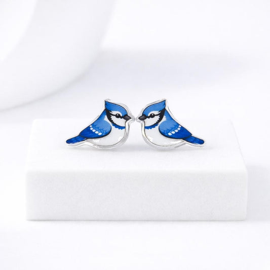 BLUE JAY Earrings · Birding Birder Gift, Bird Jewelry, Titanium Posts