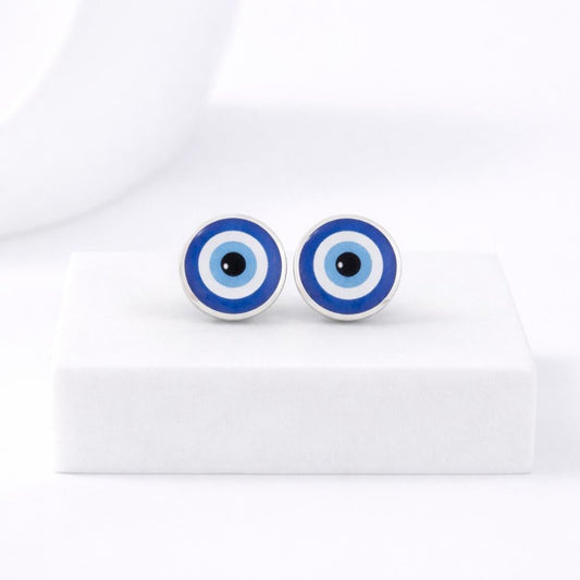 Evil Eye Earrings, Acrylic Studs, Titanium Posts for Sensitive Ears