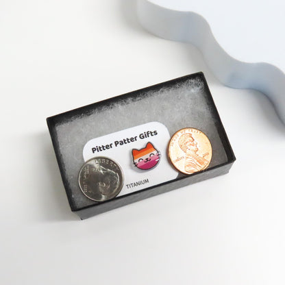 Lesbian Pride Cat Earrings · Lesbian Flag Jewelry · LGBTQ+ Accessories · Hypoallergenic Titanium Posts