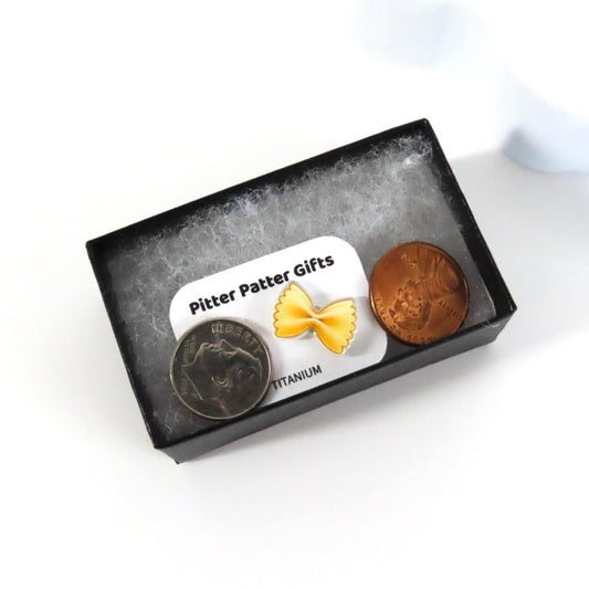 Bow Tie Pasta Earrings, Food Jewelry, Farfalle Studs, Fun Foodie Gift