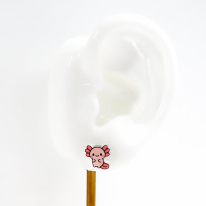 Kawaii Axolotl Earrings, Hypoallergenic Titanium Posts, Quirky Cute Earrings, Animal Jewelry