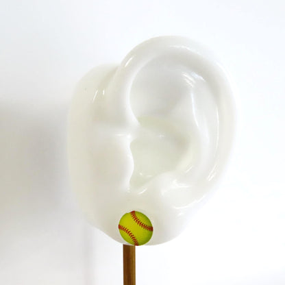 Softball Stud Earrings, Hypoallergenic Titanium Posts