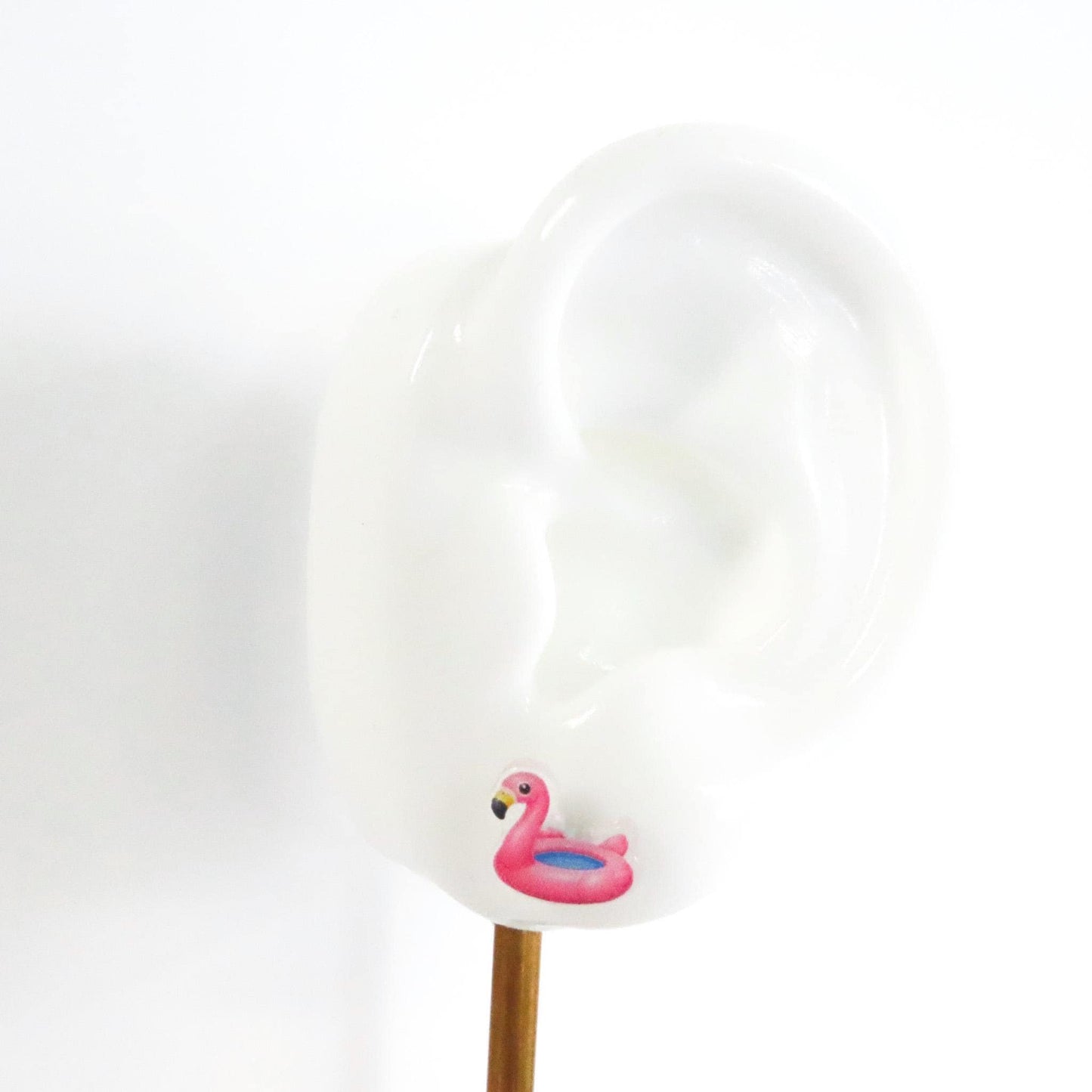 Flamingo Pool Float Earrings, Hypoallergenic Titanium Posts, Summer Fun Studs
