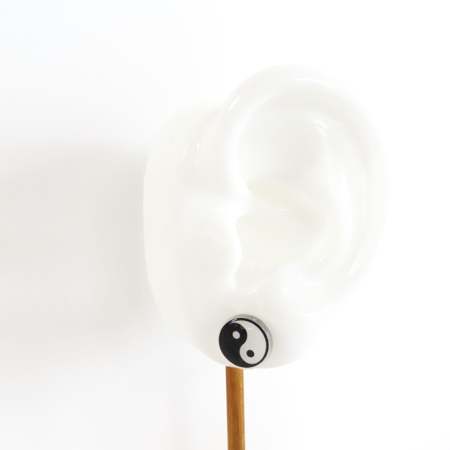 Yin Yang Earrings, Acrylic Studs, Hypoallergenic Titanium Posts