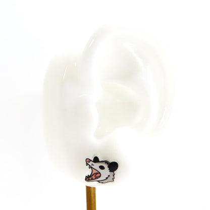 Possum Earrings, Opossum Studs, Weird Earrings, Hypoallergenic Titanium Posts