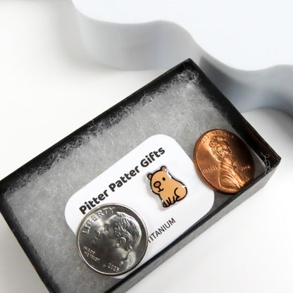 Capybara Earrings, Kawaii Animal Studs, Titanium Posts for Sensitive Ears