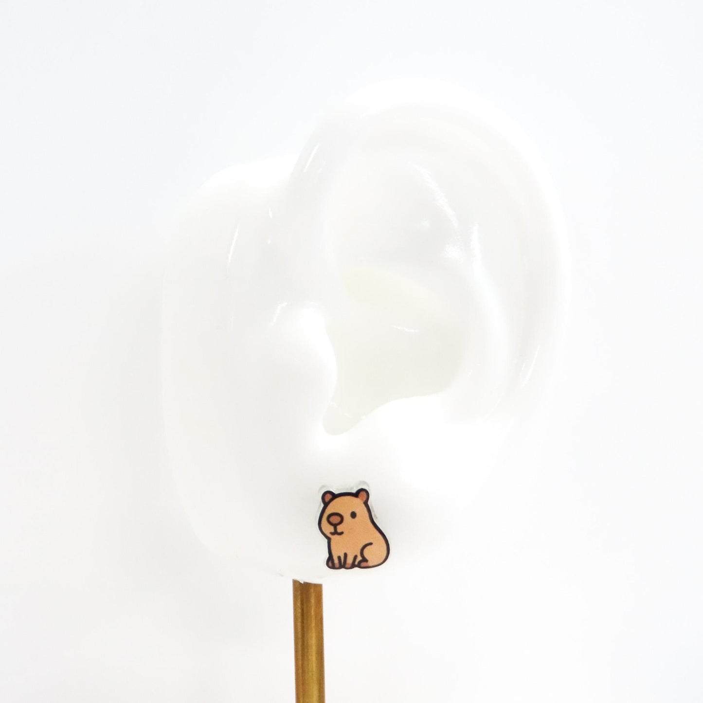 Capybara Earrings, Kawaii Animal Studs, Titanium Posts for Sensitive Ears