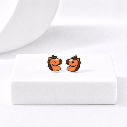 Horse Stud Earrings, Hypoallergenic Titanium Posts, Equestrian Jewelry Gift