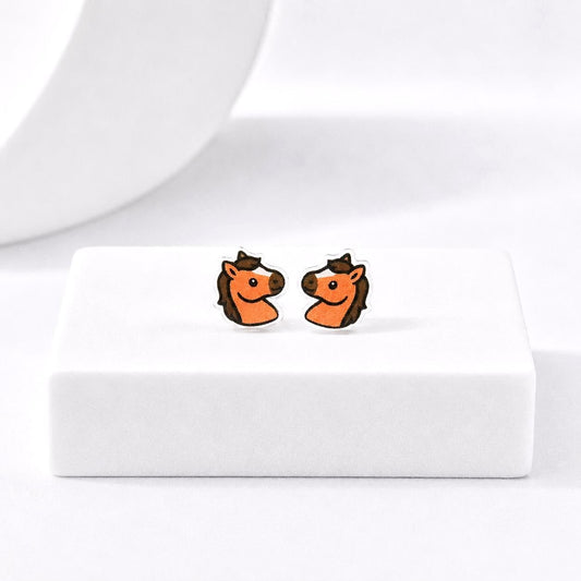 Horse Stud Earrings, Hypoallergenic Titanium Posts, Equestrian Jewelry Gift
