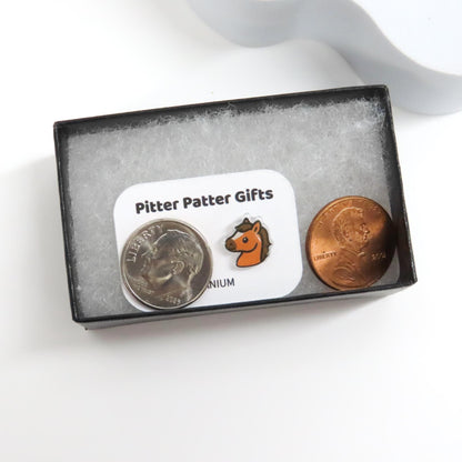 Horse Stud Earrings, Hypoallergenic Titanium Posts, Equestrian Jewelry Gift