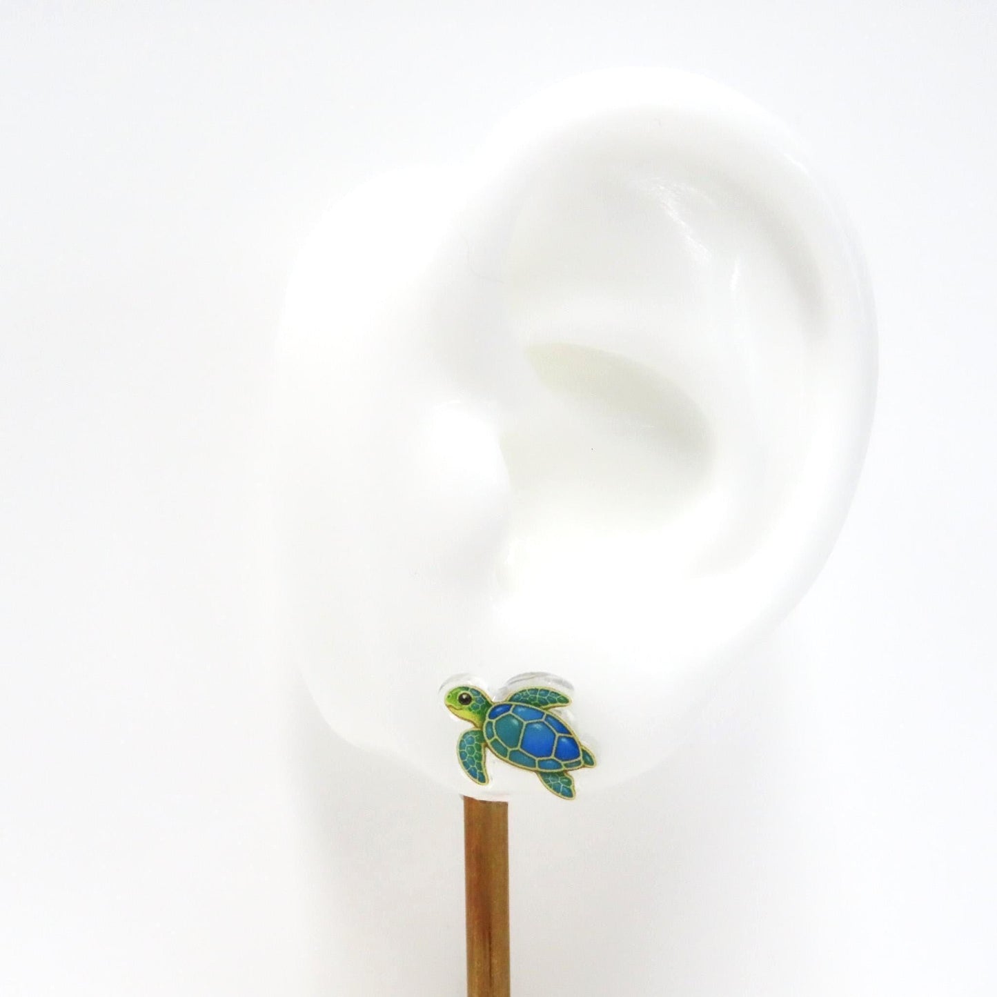 Sea Turtle Earrings, Ocean Jewelry Gift, Hypoallergenic Titanium Posts, Lightweight Acrylic Studs