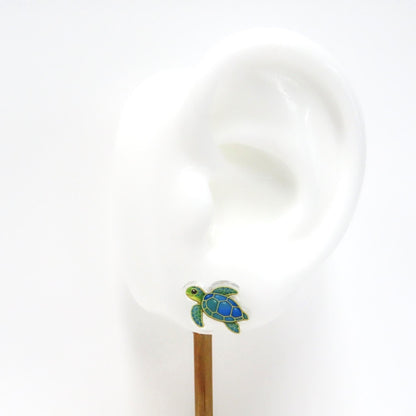 Sea Turtle Earrings, Ocean Jewelry Gift, Hypoallergenic Titanium Posts, Lightweight Acrylic Studs