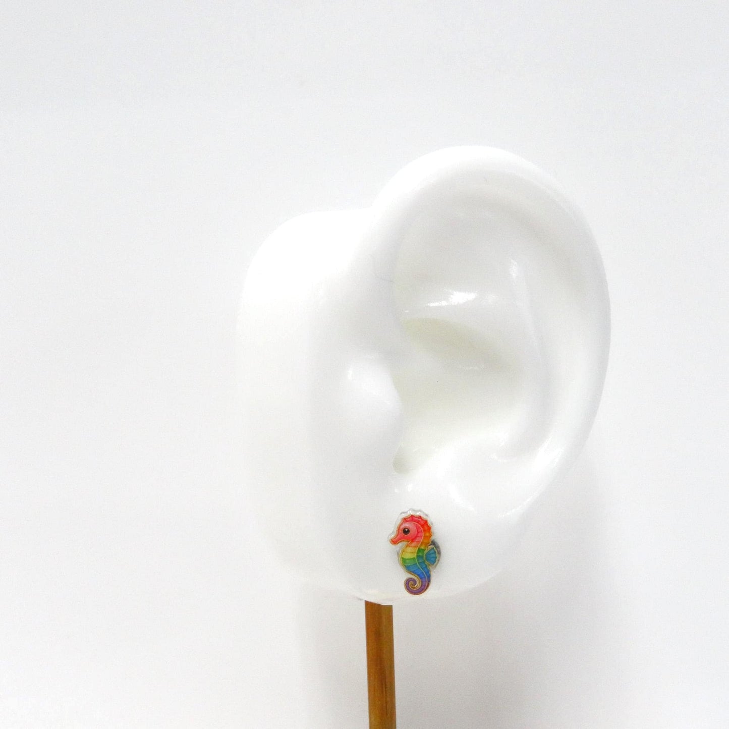 Sea Horse Earrings, Ocean Earrings Stud, Hypoallergenic Titanium Posts
