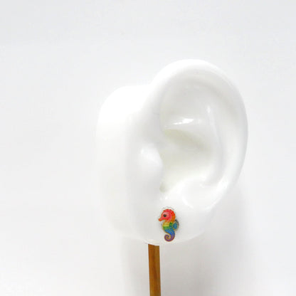 Sea Horse Earrings, Ocean Earrings Stud, Hypoallergenic Titanium Posts