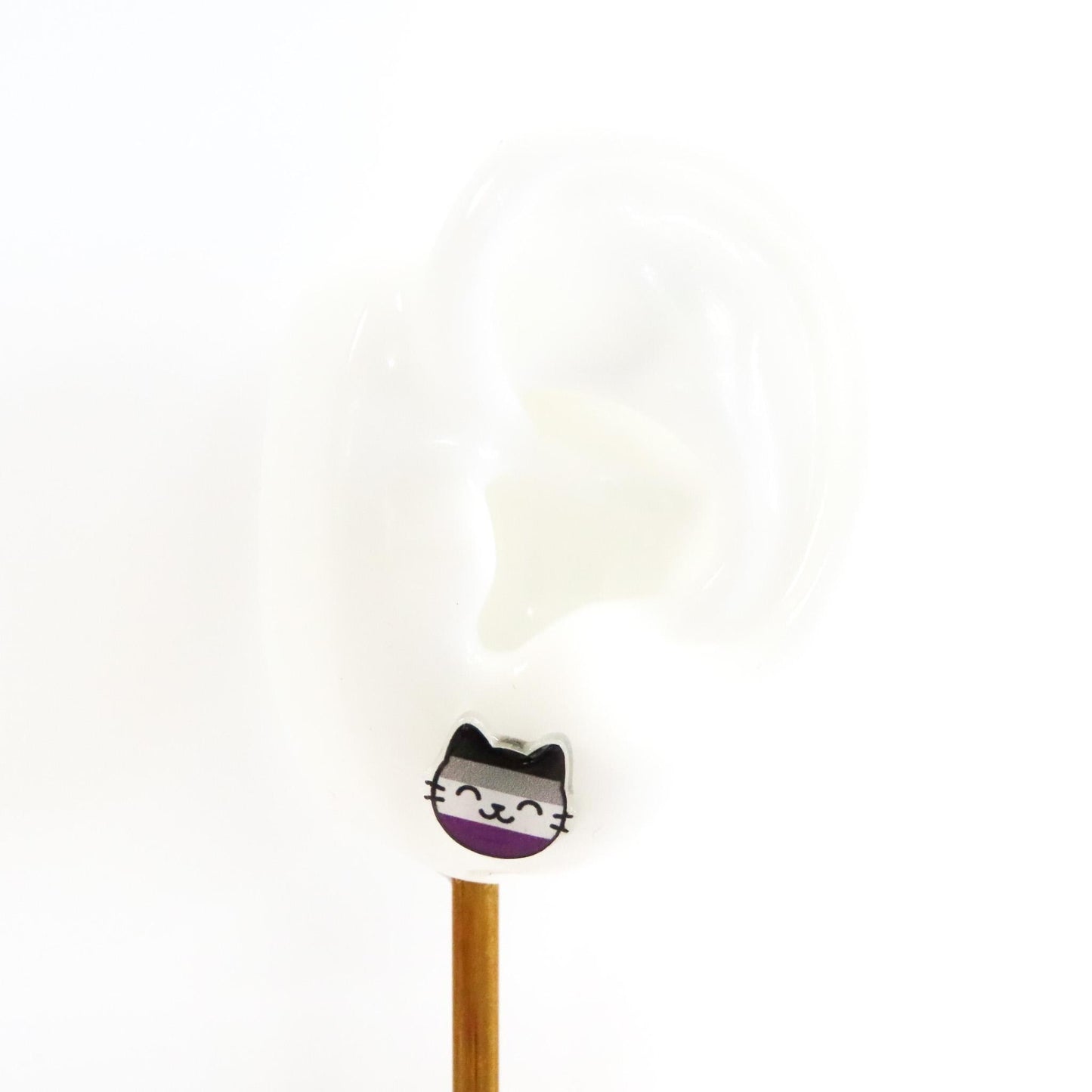 Ace Pride Cat Earrings, Asexual Flag Jewelry, Titanium Posts