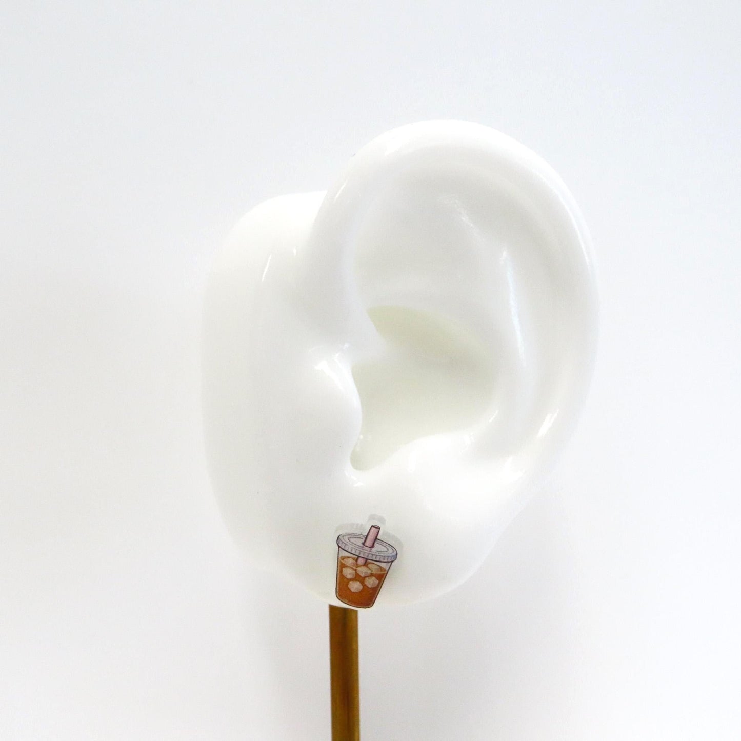 Iced Coffee Earrings, Hypoallergenic Titanium Posts, Fun Food Jewelry