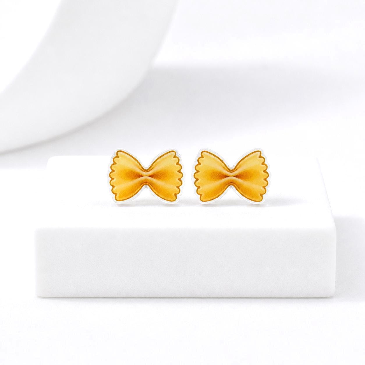Bow Tie Pasta Earrings, Food Jewelry, Farfalle Studs, Fun Foodie Gift