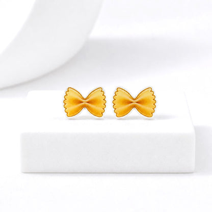 Bow Tie Pasta Earrings, Food Jewelry, Farfalle Studs, Fun Foodie Gift