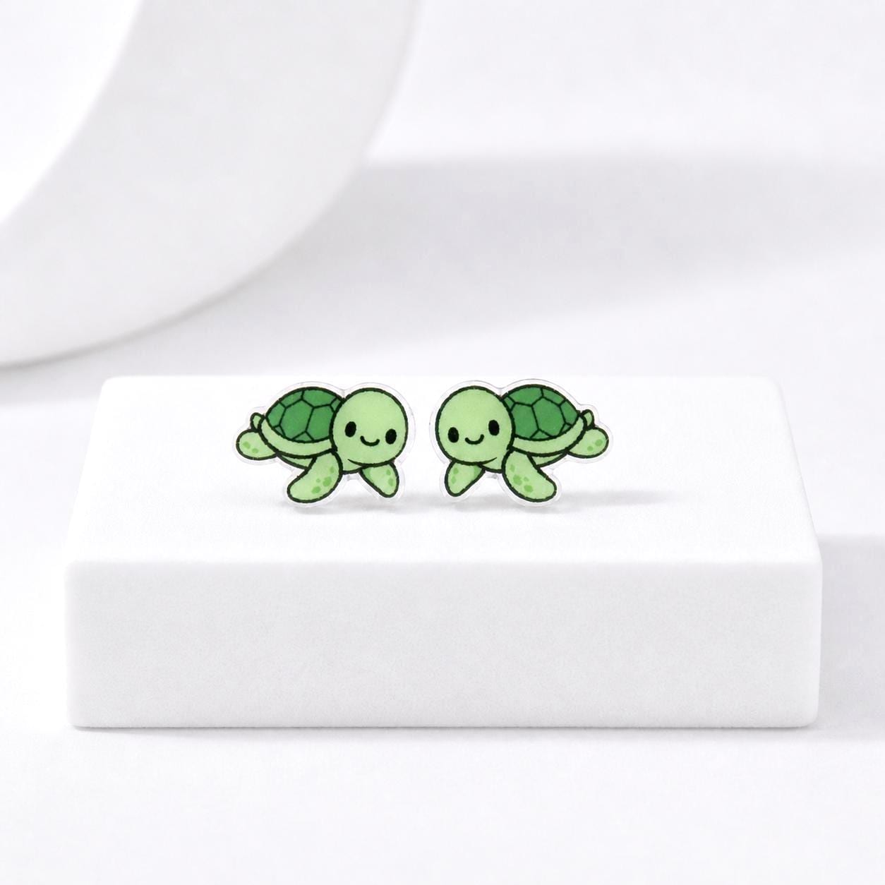 Kawaii Sea Turtle Earrings, Cute Earrings, Hypoallergenic Titanium Posts